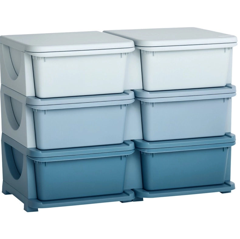 Cassettiera organizer per bambini con 6 cassetti blu