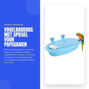 Vogelbad Schattig Ontwerp - Vogelbadje Binnen - Vogelbad Kooi - Giocattolo per Pappagalli - Accessori Blu - Avvertenza di Sicurezza