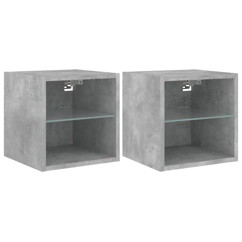 Mobili TV a Parete con Luci LED 2pz Grigio Cemento 30x28,5x30cm 836980