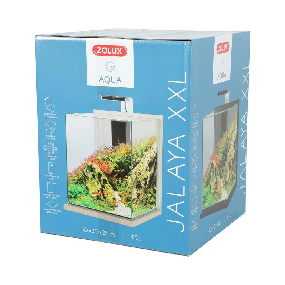 Zolux Jalaya XXL 31,5L - acquario cm30x30x35h completo di filtro interno e plafoniera LED Colore: Zebrano Grigio
