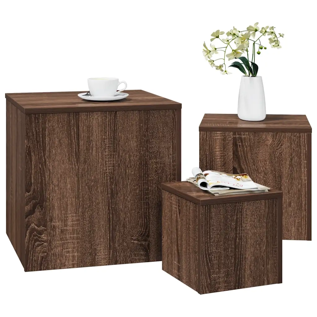 Credenze 3 pz Rovere Marrone in Legno Multistrato cod mxl 33995