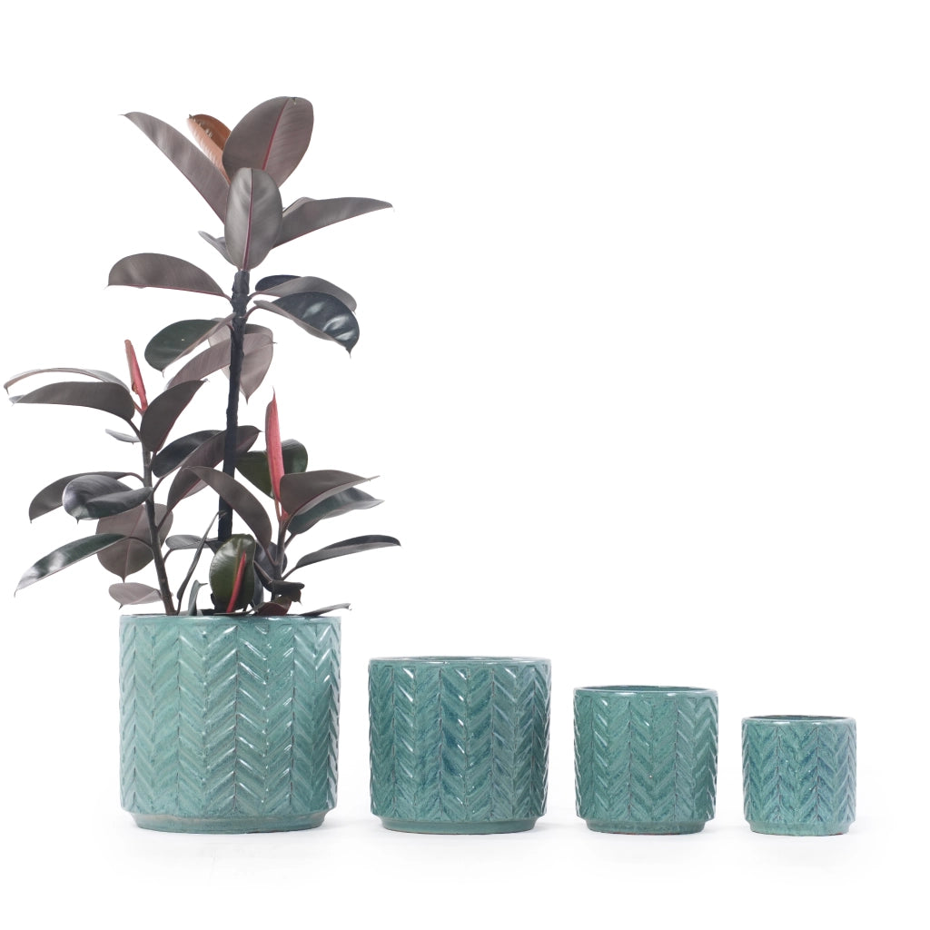 SET DI VASI DA FIORI IN CERAMICA 4 PEZZI Ø38/31,5/24,5/20 CM AQUA BLUE