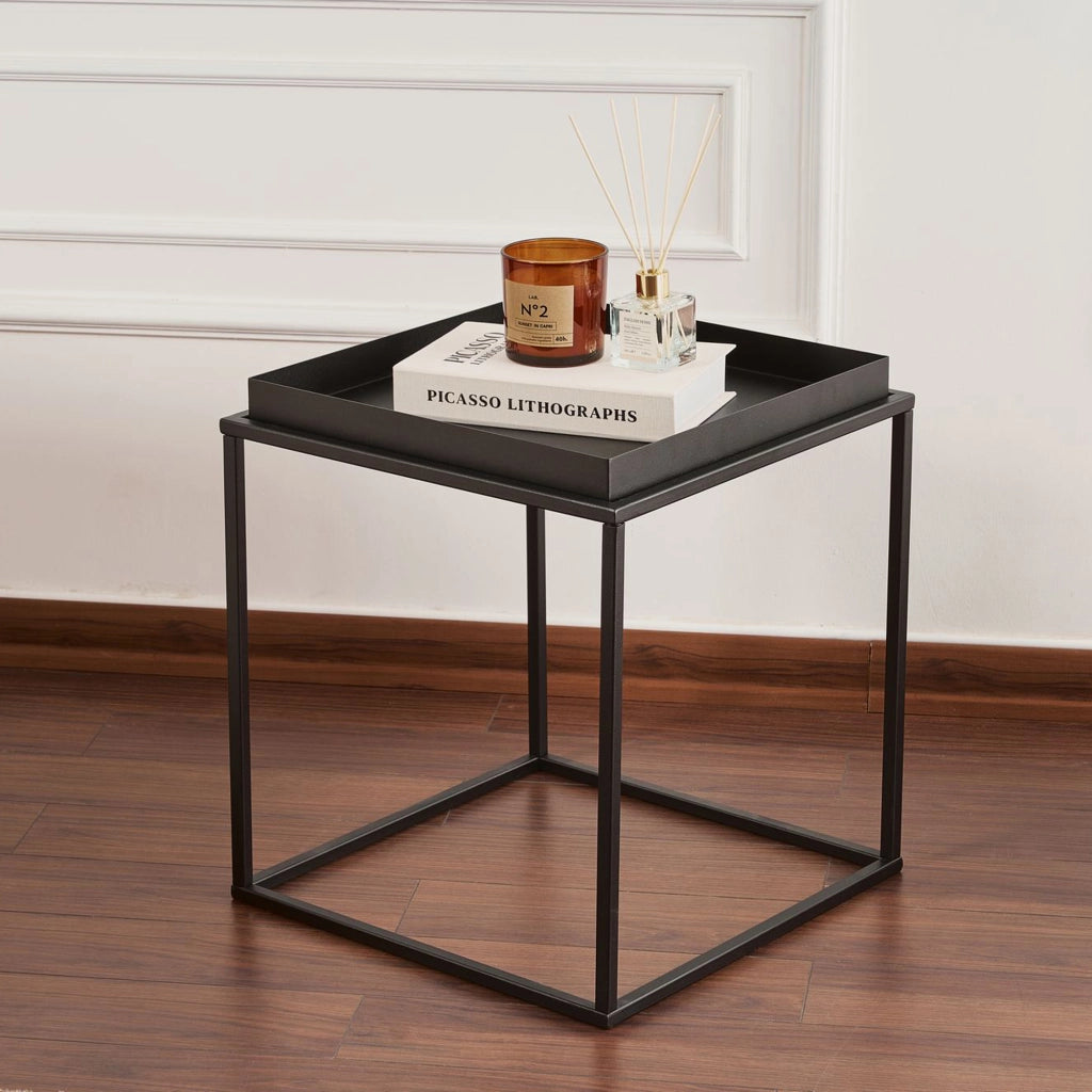 Lorsica, Tavolino da Salotto Forma Quadrato, 45x45x52h cm Nero