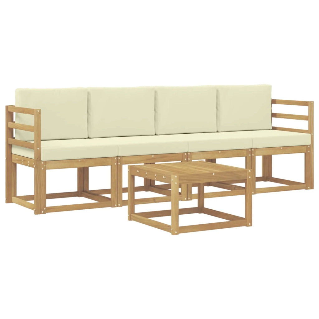 Set di divani da esterno 5 pz Bianco e Crema 3387194