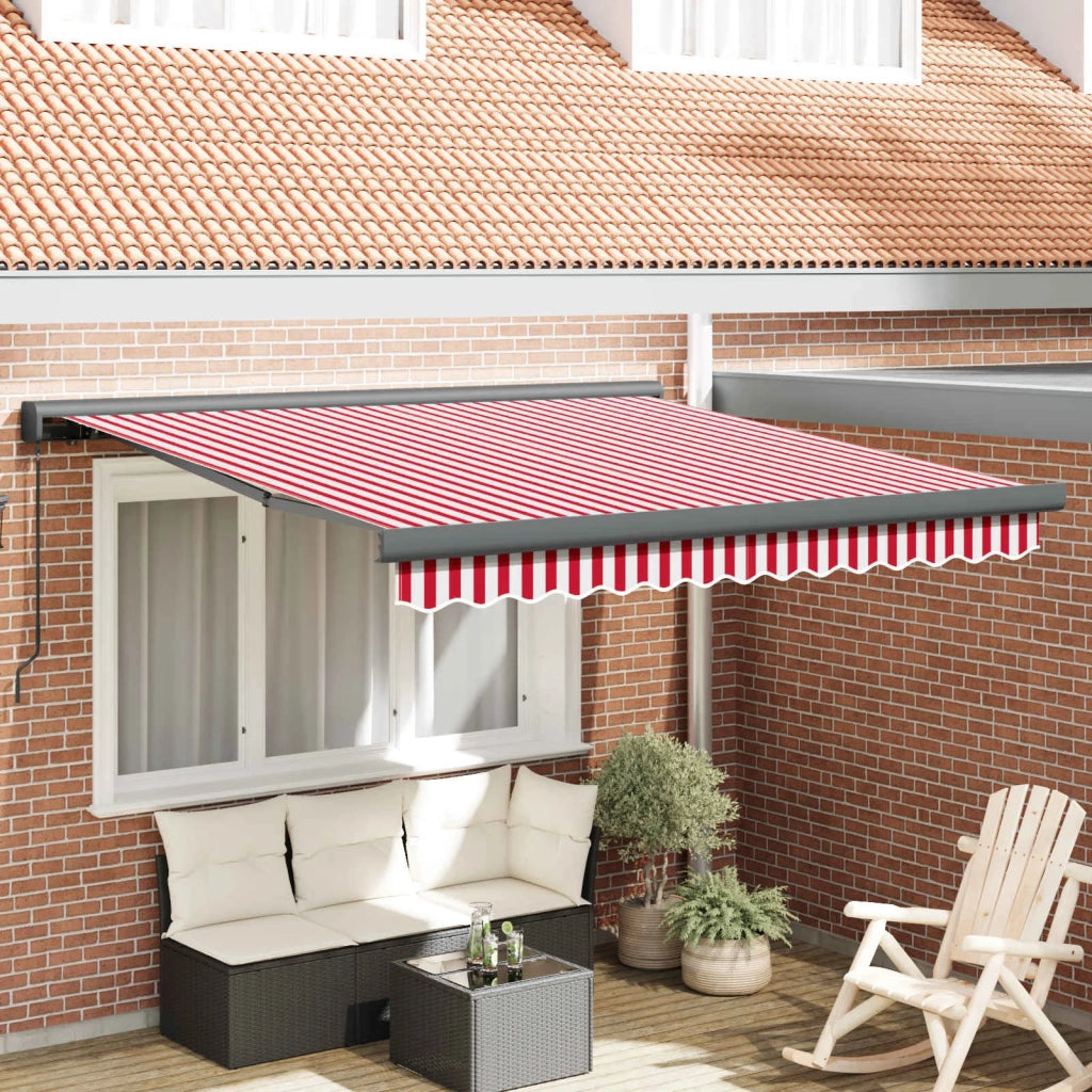 Tenda Retrattile Rosso e Bianco 350 x 250 cm Tessuto e Metallo 3330281