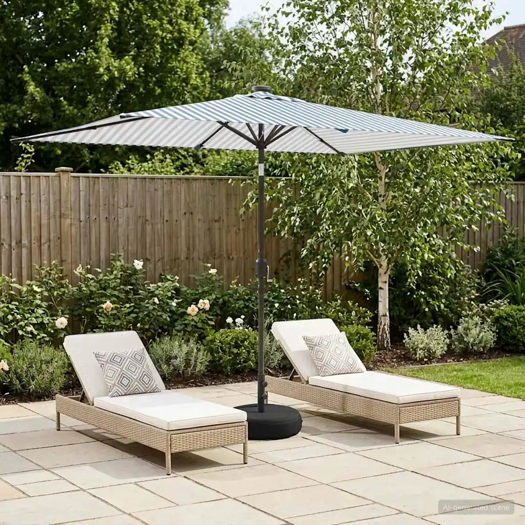 Parasol da giardino con luci LED e base 200 x 300 cm Poliestere 42036248