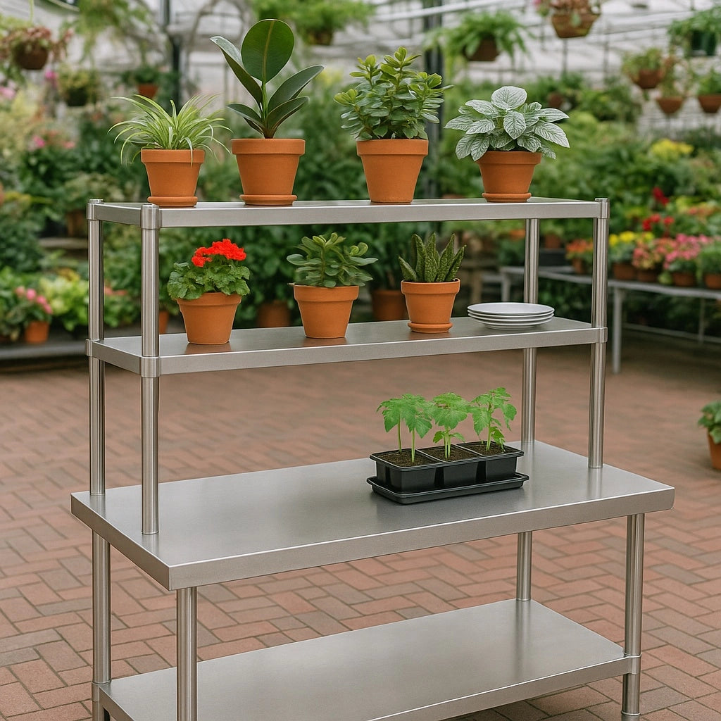 Tavolo da lavoro acciaio inox 120x60x145cm con ripiano utensili Piano di lavoro gastronomia