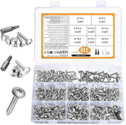 Set di viti in legno da assemblaggio 310 pezzi viti a testa piatta viti a croce viti per hardware viti in acciaio carbonio per macchine viti per mobili gesso pannelli di porta e finestra (argentato)