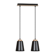 Lampada a sospensione Bolero in acciaio nero e legno
