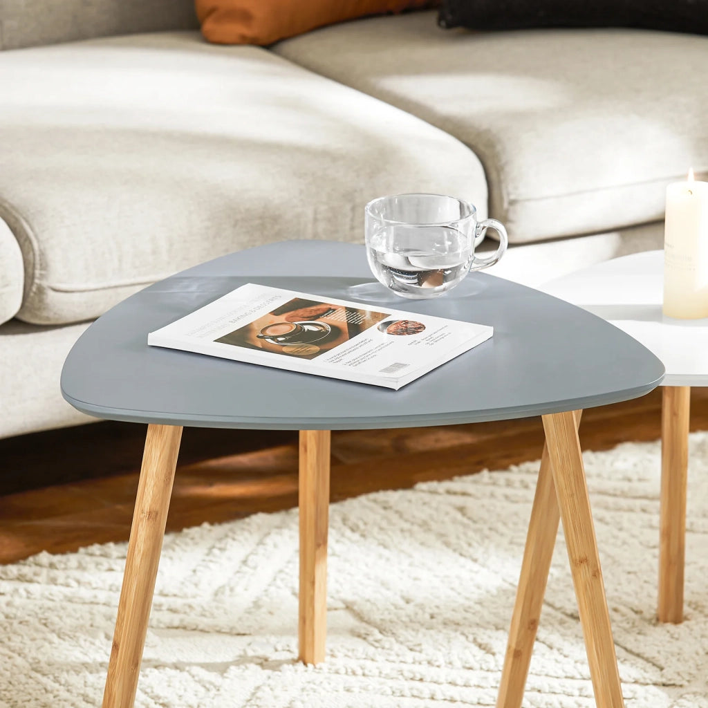Set Di 2 Tavolini Bassi Da Salotto In Legno Di Bambu Massello E MDF Tavolino Moderno FBT74-HG