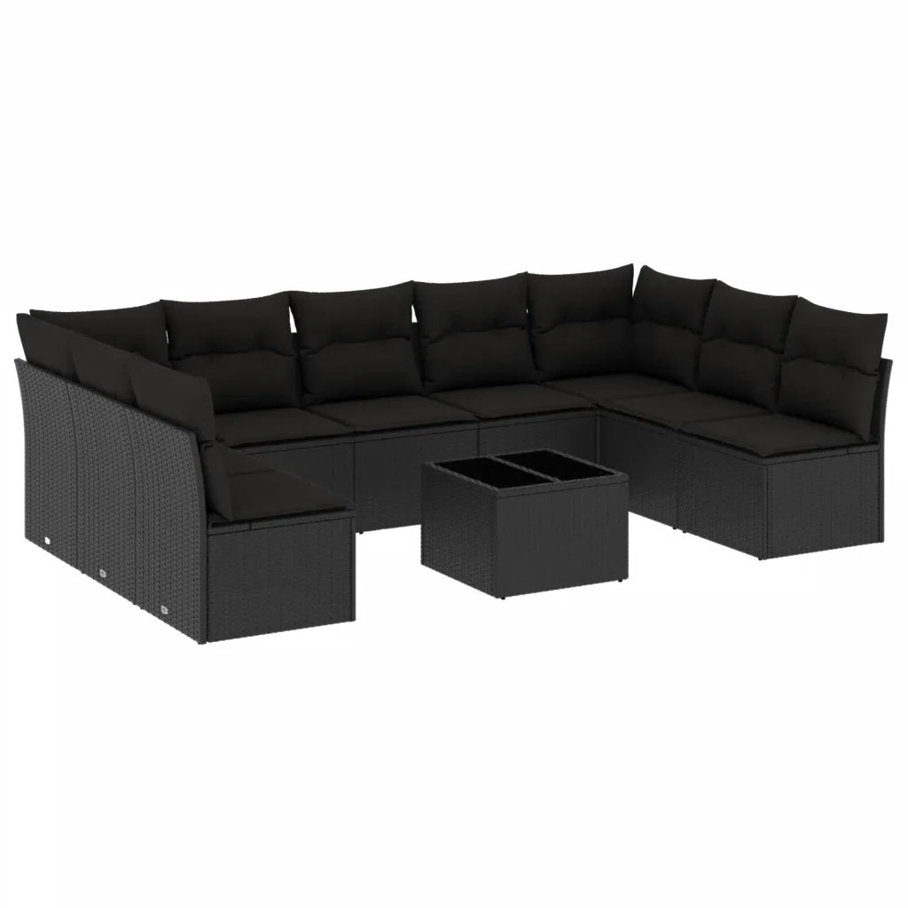 Set Divani da Giardino 10pz con Cuscini in Polyrattan Nerocod mxl 87296