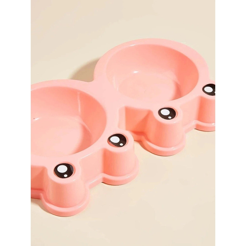 Trade Shop - Ciotola Con Design Rana Per Cane Gatto Animale Domestico Doppio Per Cibo Acqua -