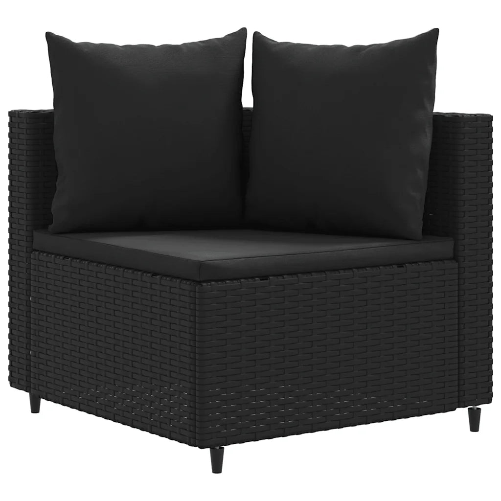 Set Divano da Giardino 6 pz con Cuscini Nero in Polyrattan