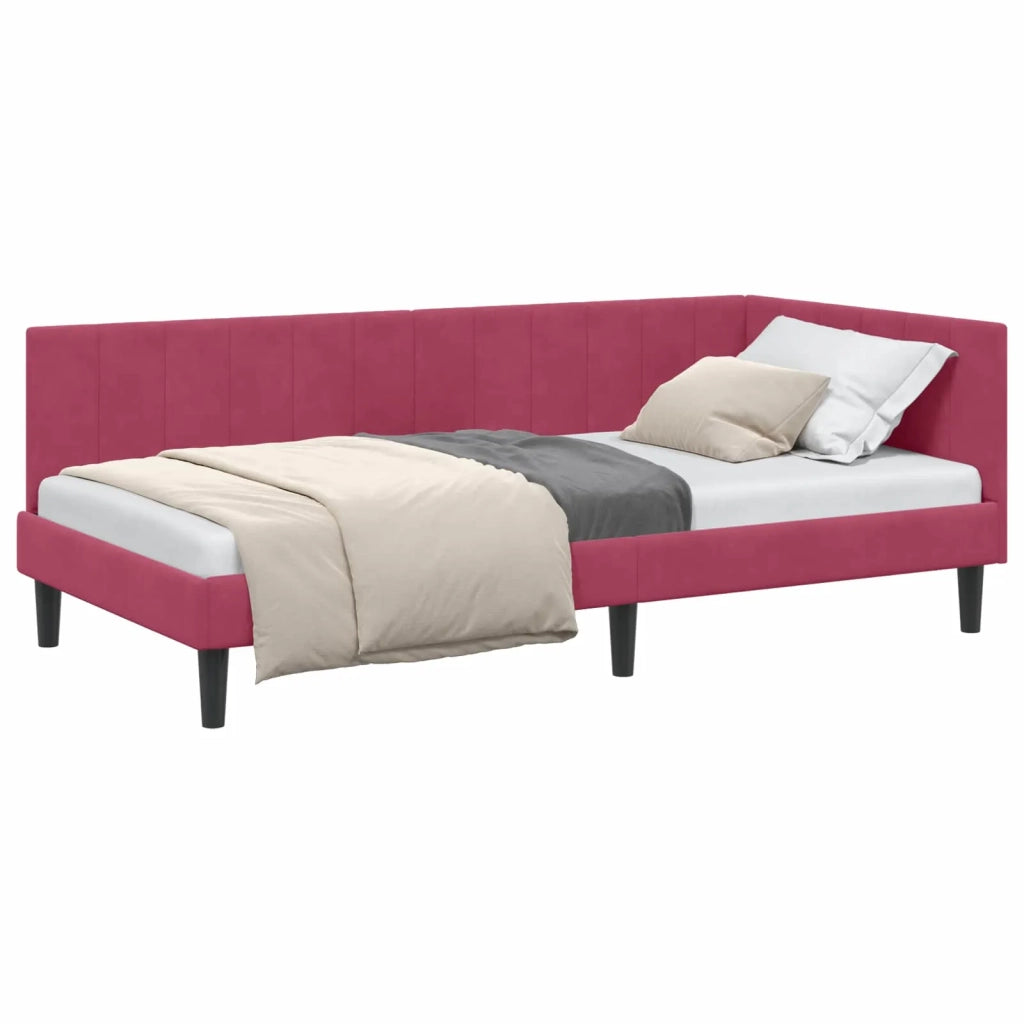 Cornice del letto ad angolo Rosso Vino 90 cm x 200 cm Velluto 42016352