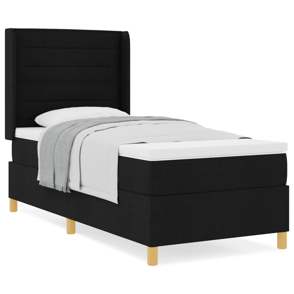 Letto a Molla  con Materasso Nero 100x200 cm Tessuto