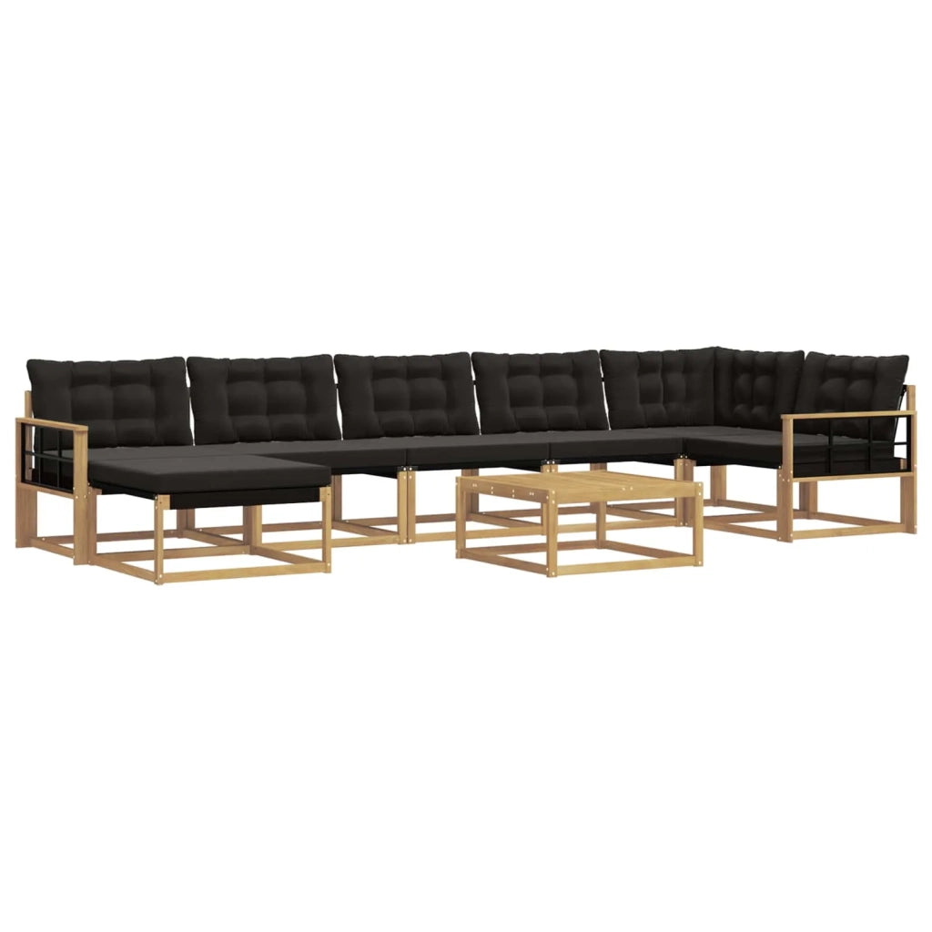 Set di divani da esterno 8 pcs Bianco e Nero