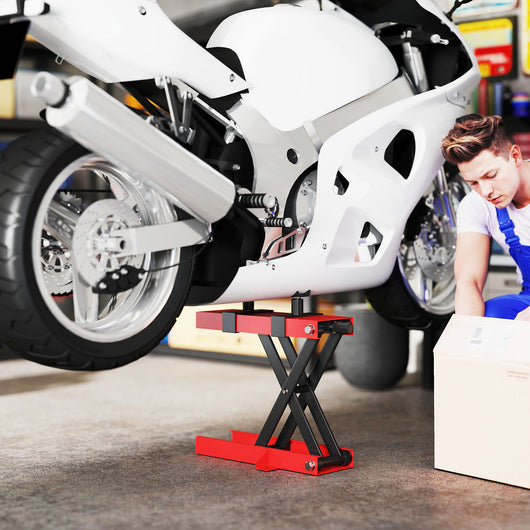 Cavalletto Alzamoto a Forbice Capacità 500kg Dimensioni Compatte con Altezza Regolabile in Acciaio Rosso