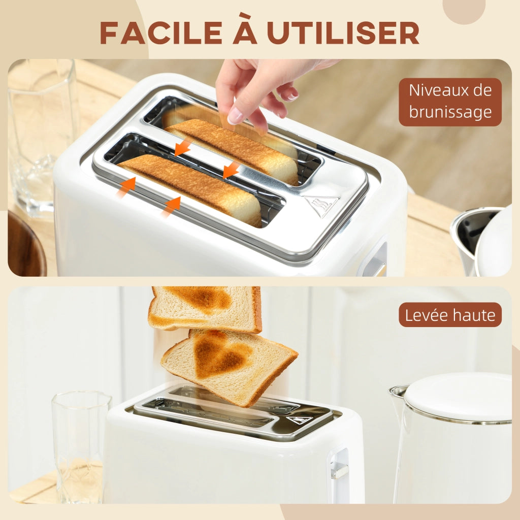 Bollitore e Tostapane ¨C zephmum ¨C Inox 1.5L 2200W Tostapane 2 Fette Crema