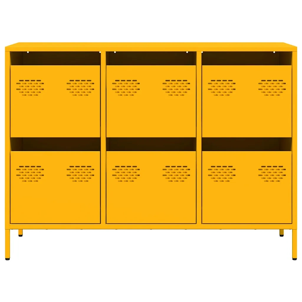 Credenza Giallo Senape 101,5x39x73,5 cm Acciaio Laminato Freddo 851265