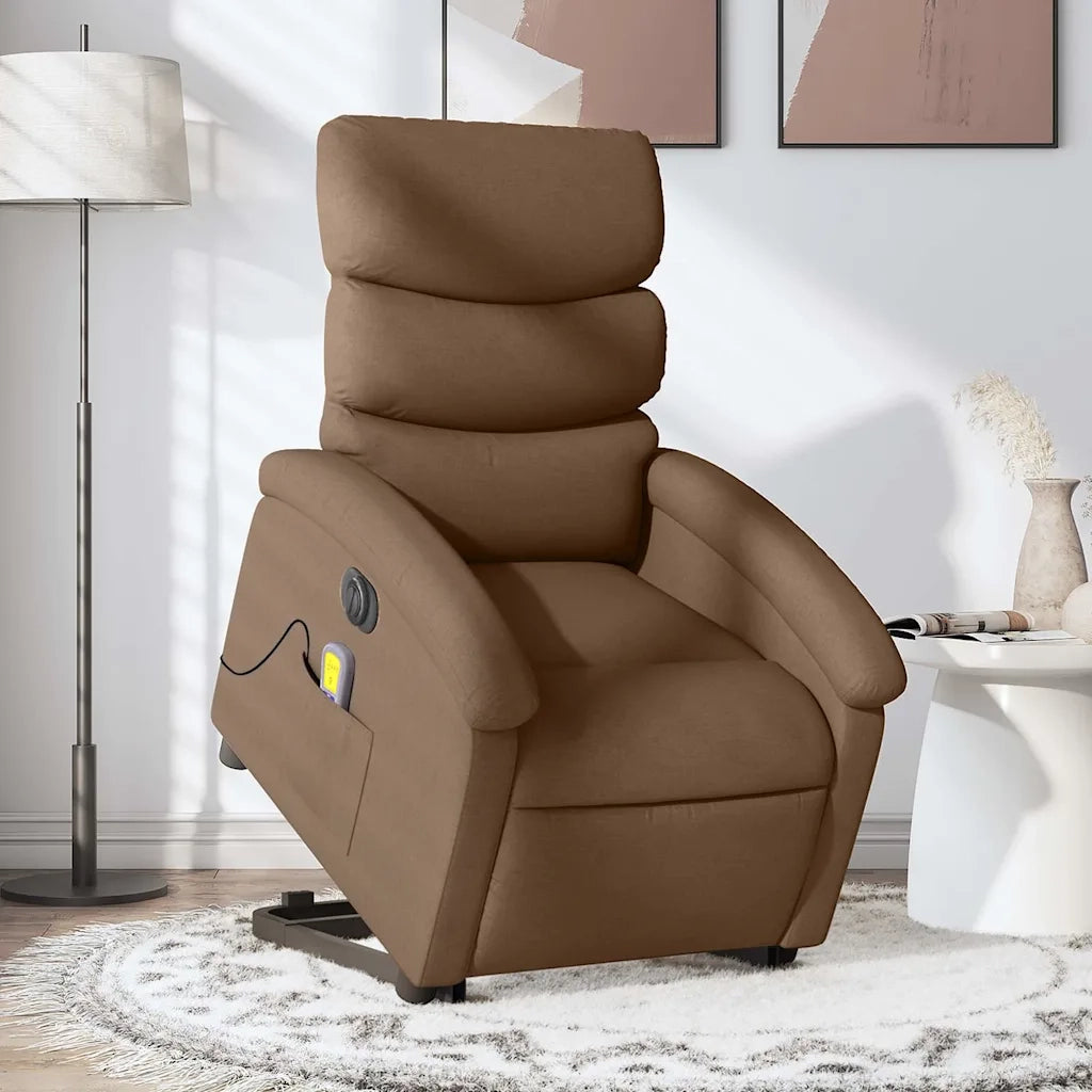 Poltrona Alzapersona Massaggiante Elettrica Marrone Tessuto 3204018