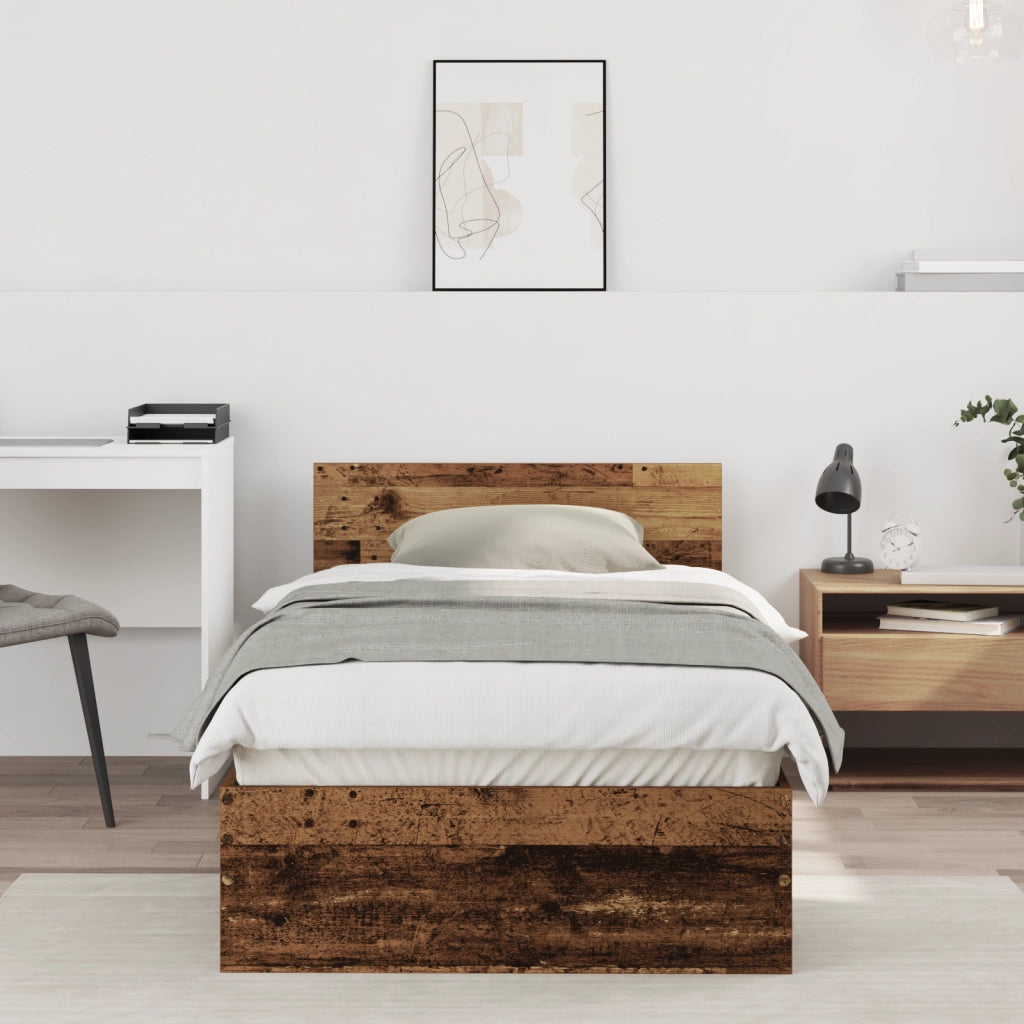 Struttura Letto senza Materasso con Testiera Legno Vecchio 75x190 cm