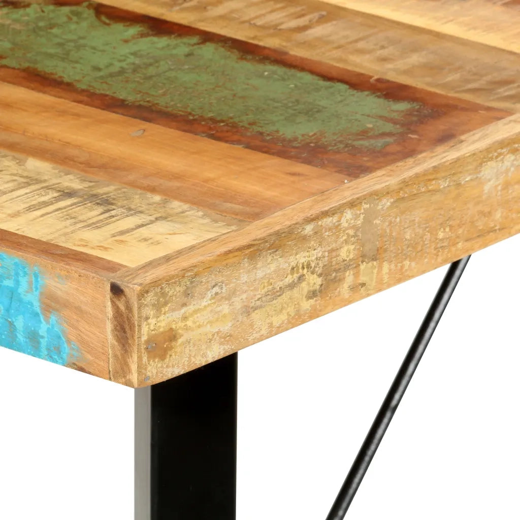 Set da Bar 7 pz in Legno Massello di Recupero e Vera Pelle 3053447