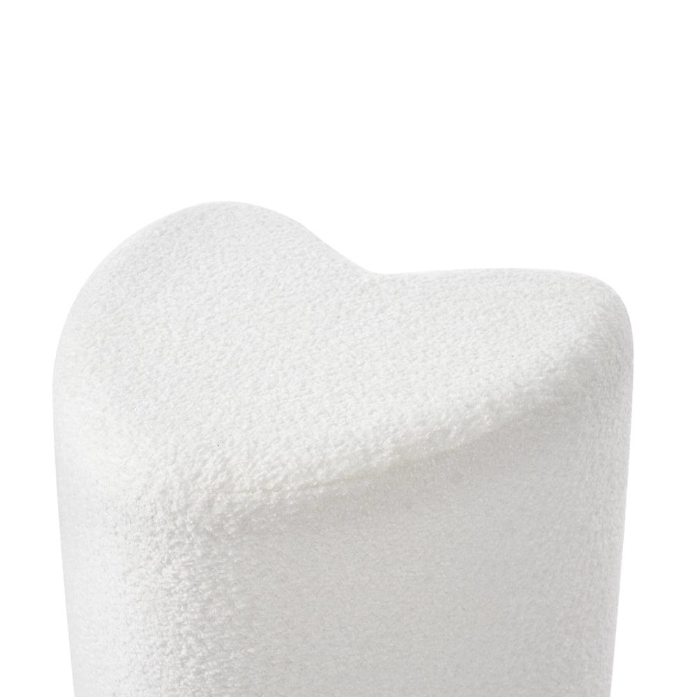 Pouf poggiapiedi imbottito a forma di cuore Pouf ottomano in ciniglia bianco sporco camera da letto soggiorno