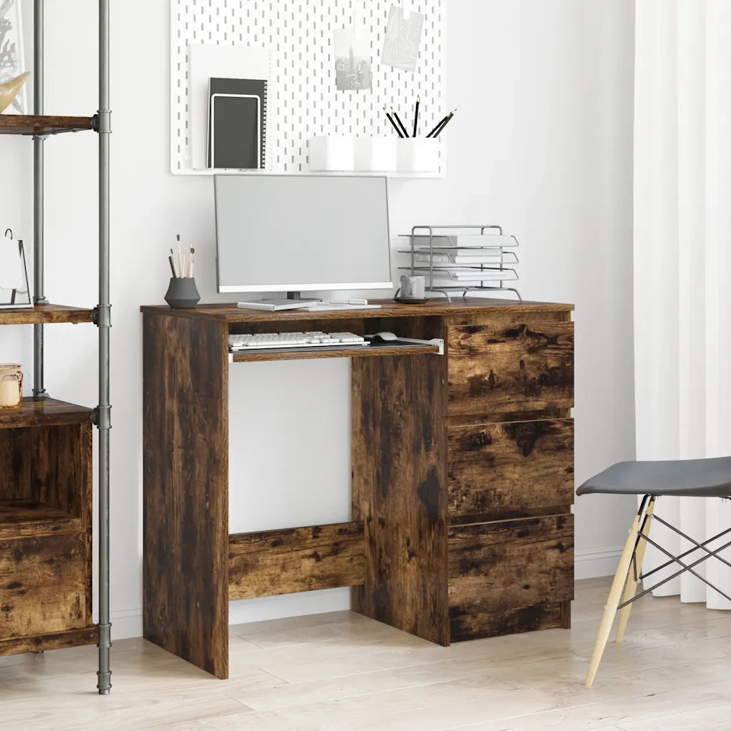 Scrivania Rovere Fumo 90x45x76 cm in Legno Multistrato 815507