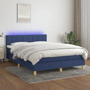 Letto a Molle con Materasso e LED Blu 140x200 cm in Tessuto cod mxl 98835