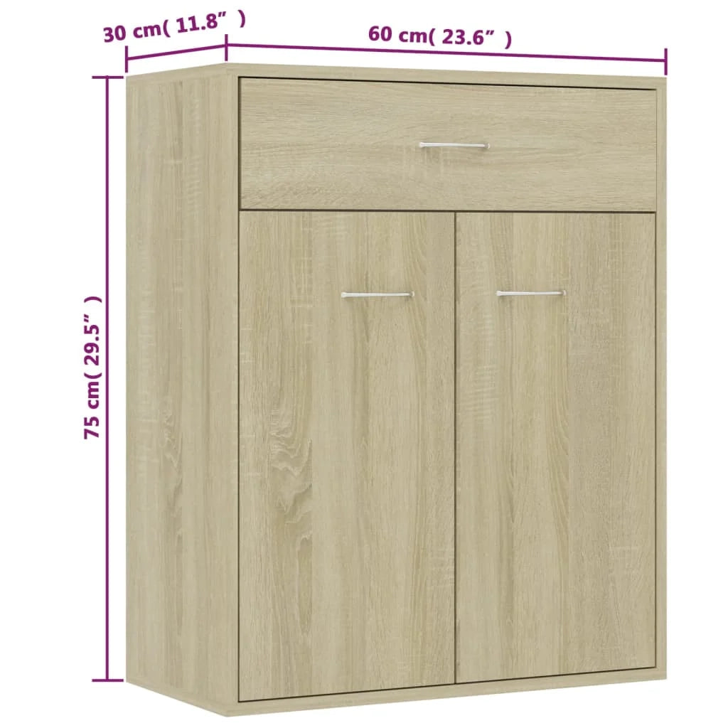 Buffet credenza cassettiera armadio mobile contenitore organizer cucina soggiorno rovere Sonoma 60 x 30 x 75 cm legno ingegnerizzato marrone 02_0031589