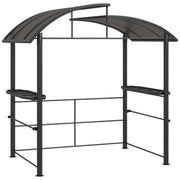 GAZEBO PER BARBECUE CON TETTO E 2 RIPIANI PORTAOGGETTI, IN METALLO E PC, 240X150X230CM, GRIGIO SCURO