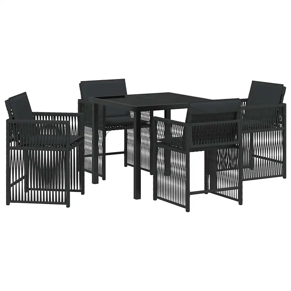 Set da Pranzo per Giardino 5 pcs Nero polyrattan 3380773