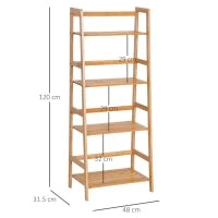 Libreria a 4 Livelli Moderna Scaffale a 4 Ripiani Bagno Cucina Balcone Bambù 48 × 30 × 119cm