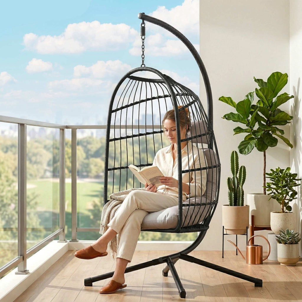 Sedia pieghevole in rattan con telaio cuscino cintura di sicurezza altezza regolabile