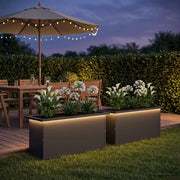 Fioriera da giardino con LED 2 pz Nero 30 x 80 x 30 cm Acciaio 8008099