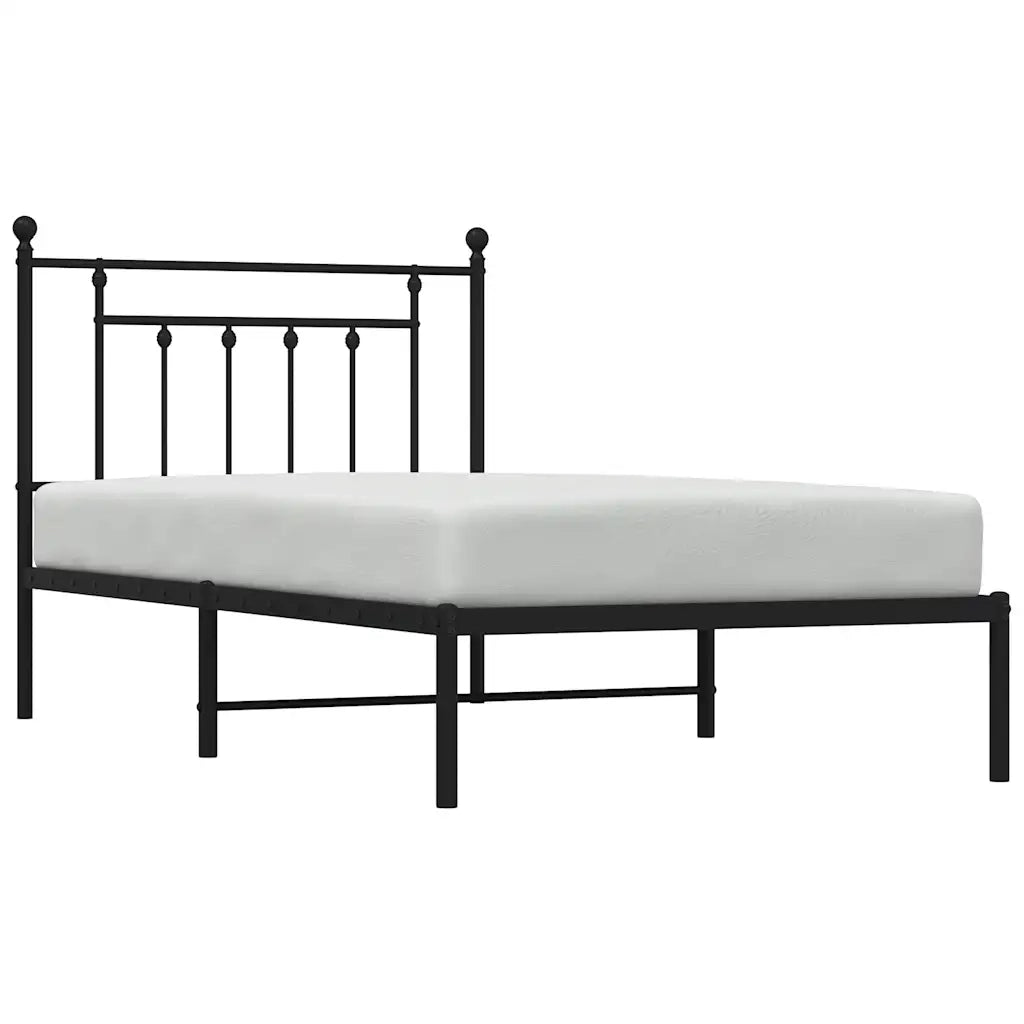 Giroletto con Testiera-Struttura Letto con testiera in Metallo Nero 100x190 cm 409441