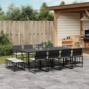 vidaXL Set da Pranzo da Giardino 13pz con Cuscini Nero in Polyrattan