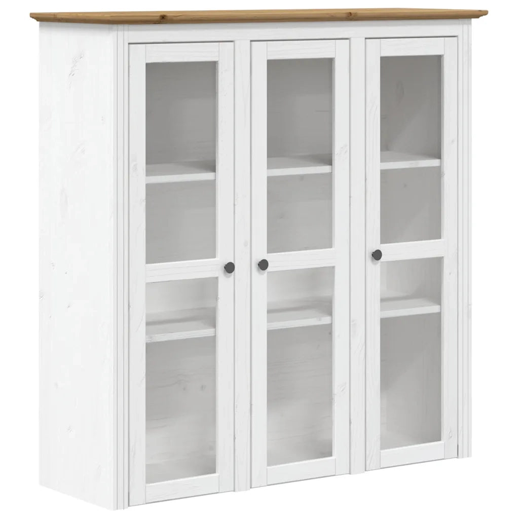 Credenza BODO 115,5x43x200,5 cm Massello Pino Bianco e Marrone