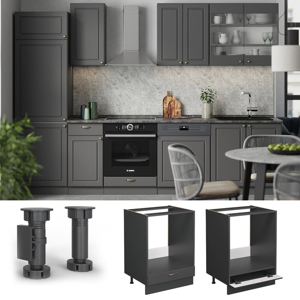 Vicco Mobile per forno da incasso Landhaus antrazit-oro 60 cm , PL Marmo