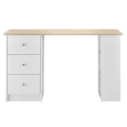Scrivania/postazione di lavoro per computer con 3 cassetti 120 cm bianco e legno 03_0004709