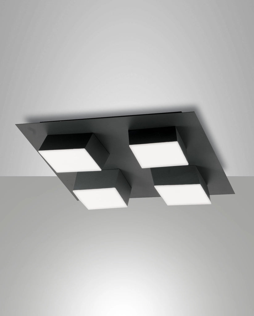 Lucas Plafoniera LED Quadrata 48W 4160lm 3000K Antracite - Struttura in Metallo e Metacrilato Dimmerabile a Taglio di Fase, Design Moderno IP20