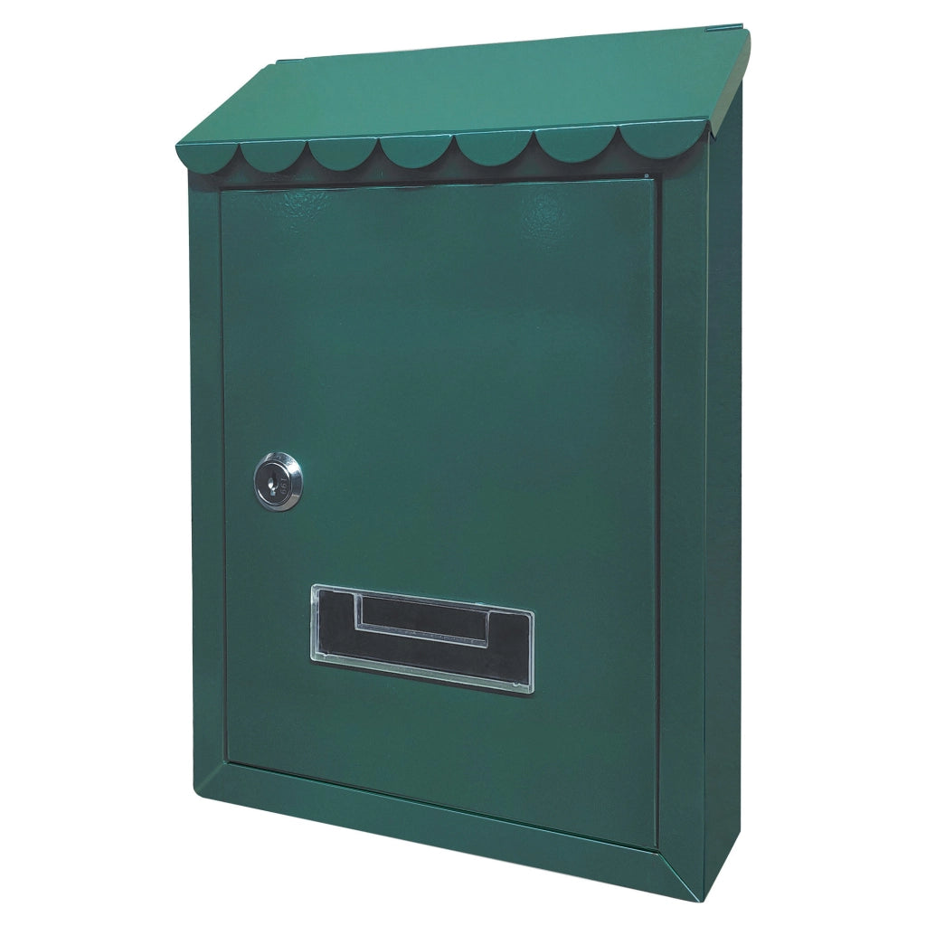 Cassetta postale CAPRI UTILIA +colori feritoia superiore tetto 2 chiavi 21x6x30h.cm VERDE