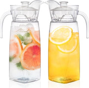 Due contenitori di acqua 1.2 Litri in Acrilico trasparente con coperchio e beccuccio inaccettabile per frigorifero, tè freddo, limonata, succo, latte
