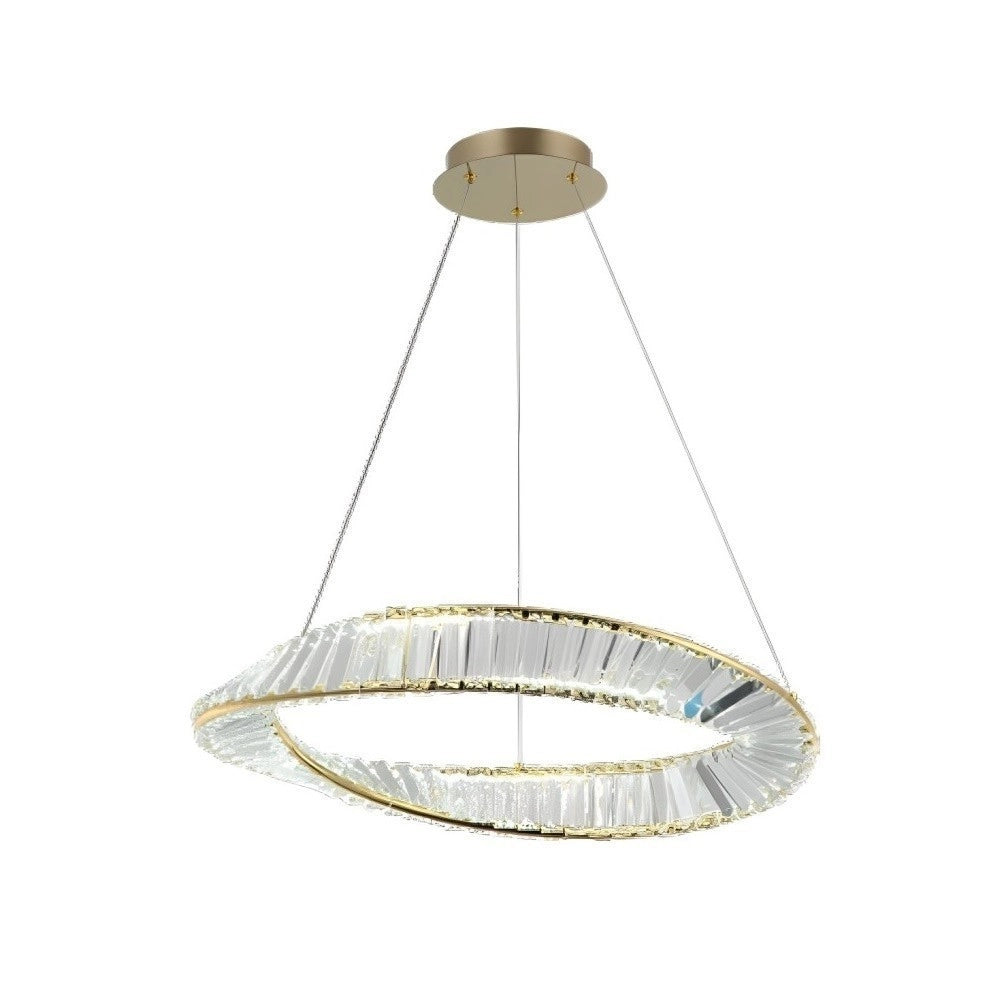 Trade Shop - Lampadario Led 45w Sospeso Da Soffitto Curve Con Cristalli Luce Fredda 8000k B76 -
