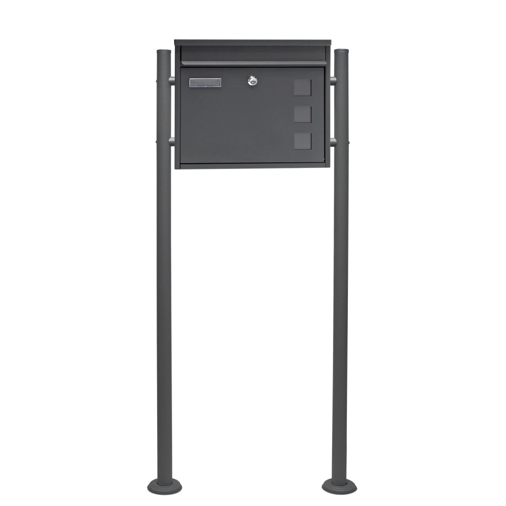 Set Cassetta postale singola autoportante V12 antracite, con telaio di supporto