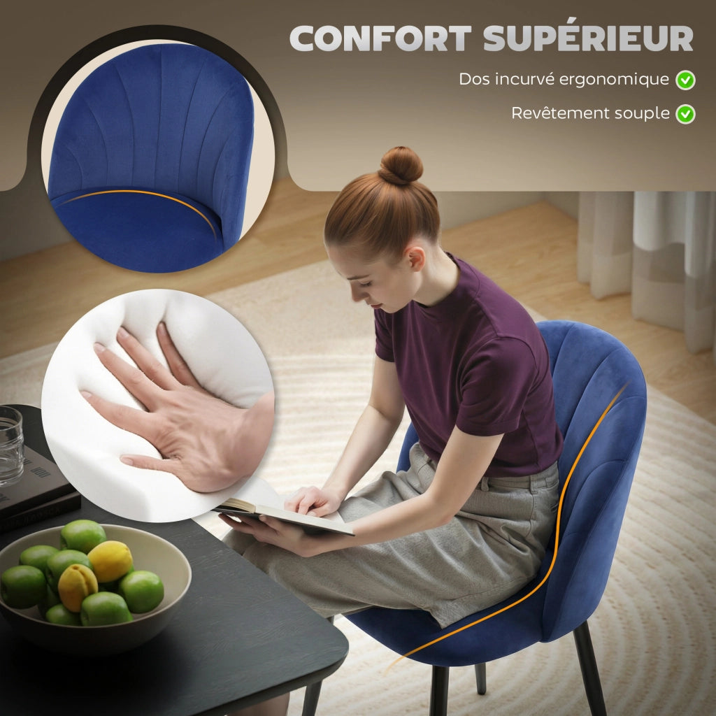Sedia da pranzo imbottita ¨C zephmum ¨C blu, acciaio, 52x55x79