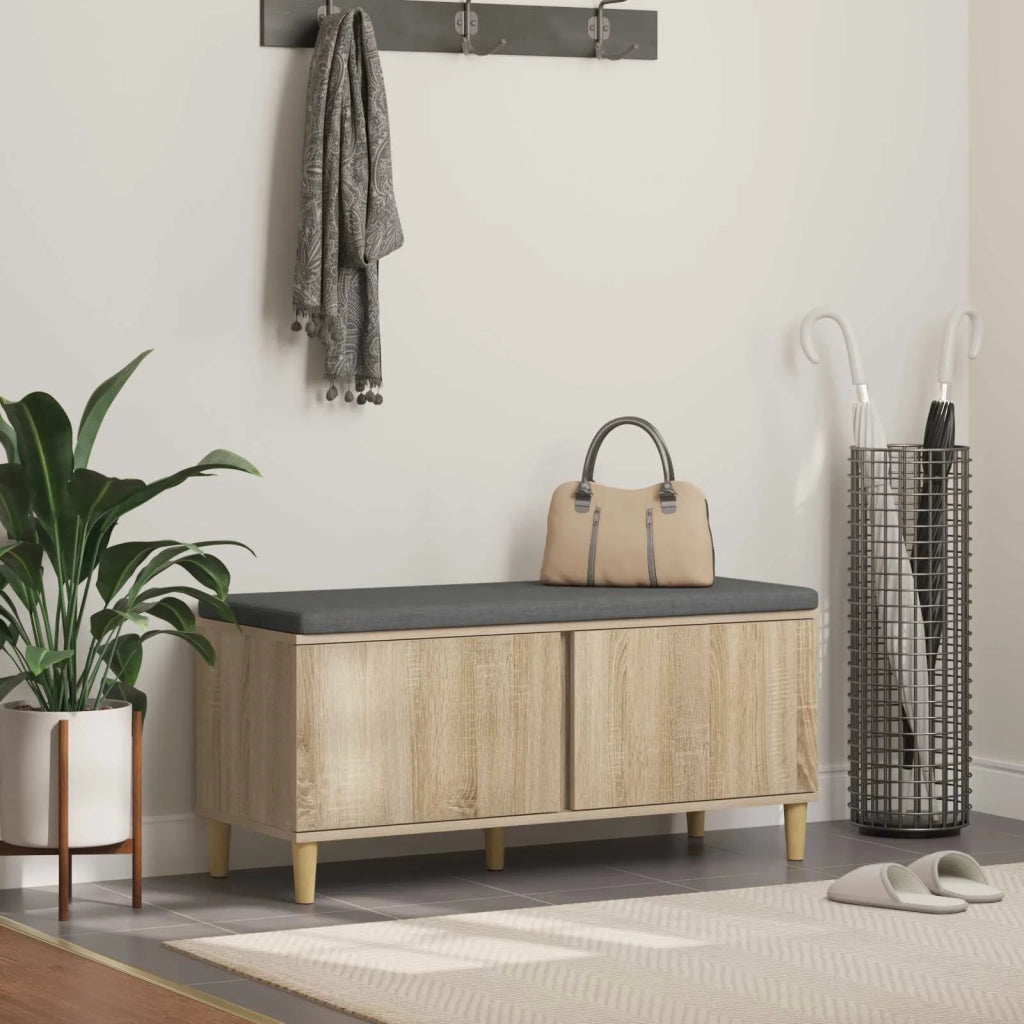 Panca per ingresso con cuscino Rovere Sonoma 100 x 38 x 46 cm