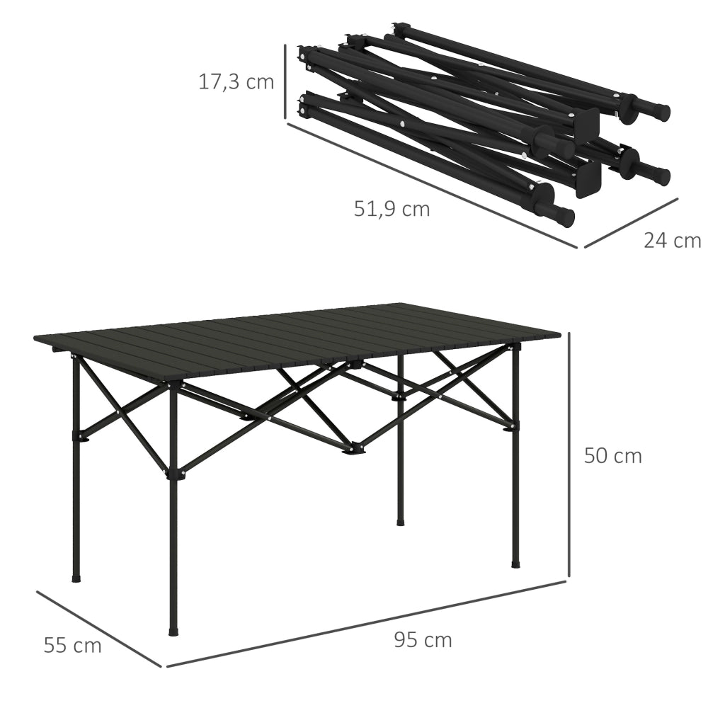 Tavolo da Picnic Pieghevole Portatile ¨C Zephmum ¨C 95x55x50 Nero