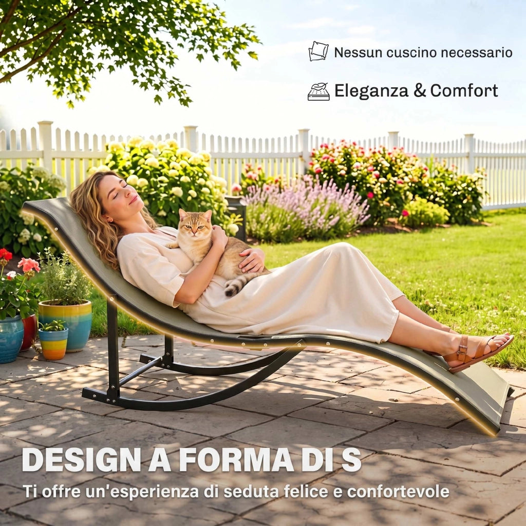 Sdraio Pieghevole da Giardino ¨C zephmum ¨C Alluminio e Textilene, 61x165x63cm