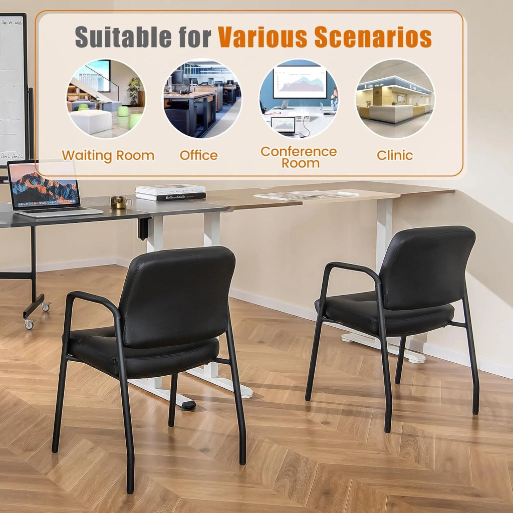 Set di 2 Sedie da Sala d'Attesa Imbottite, Sedie da Conferenza con Braccioli, con Gambe in Metallo, Sedie da Ufficio Portata 160 kg, 58 x 56 x 81 cm